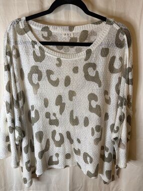 POL Olive Spot Knit Pullover on White Base
